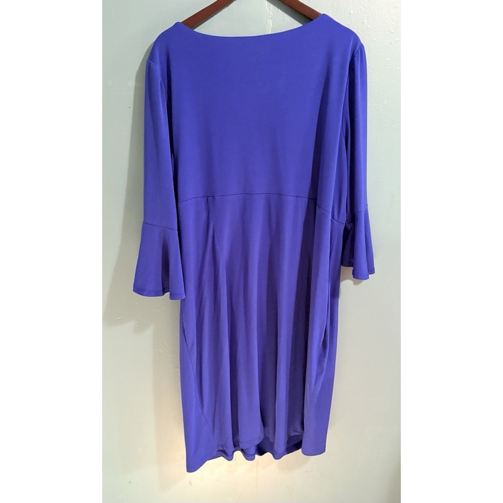 Connected Apparel Women's Blue Drapey Bell Sleeves Cocktail Dress Plus Size 22W - Picture 4 of 6